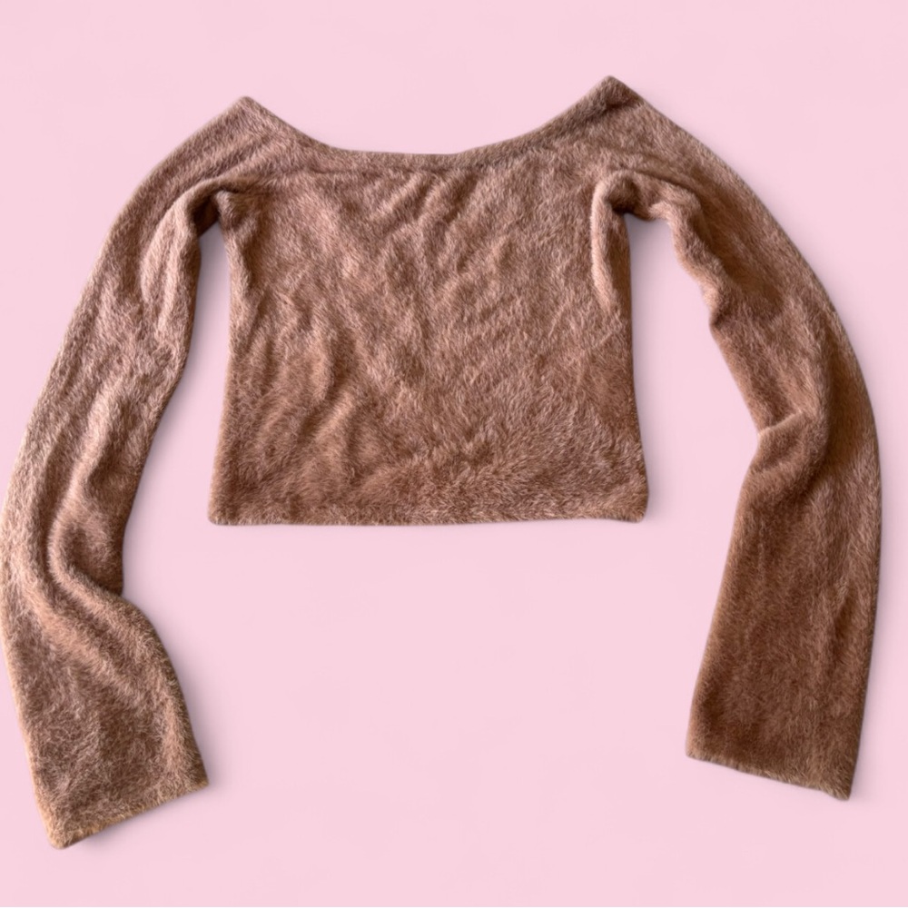 Lapointe Fuzzy Off The Shoulder Long Sleeve Top